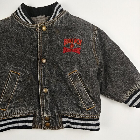 Vintage Bugle Boy Sherpa Lined Black Denim Jacket 18-24 Months - Picture 8 of 12